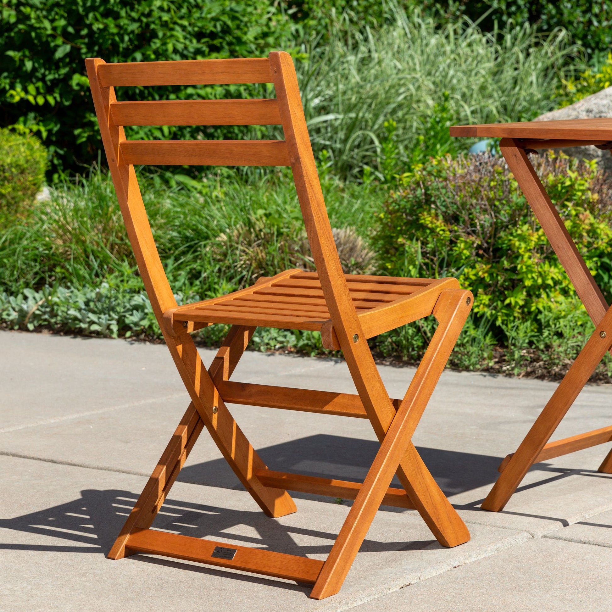 3-Piece Eucalyptus Bistro Set, Square, Natural Oil image 8