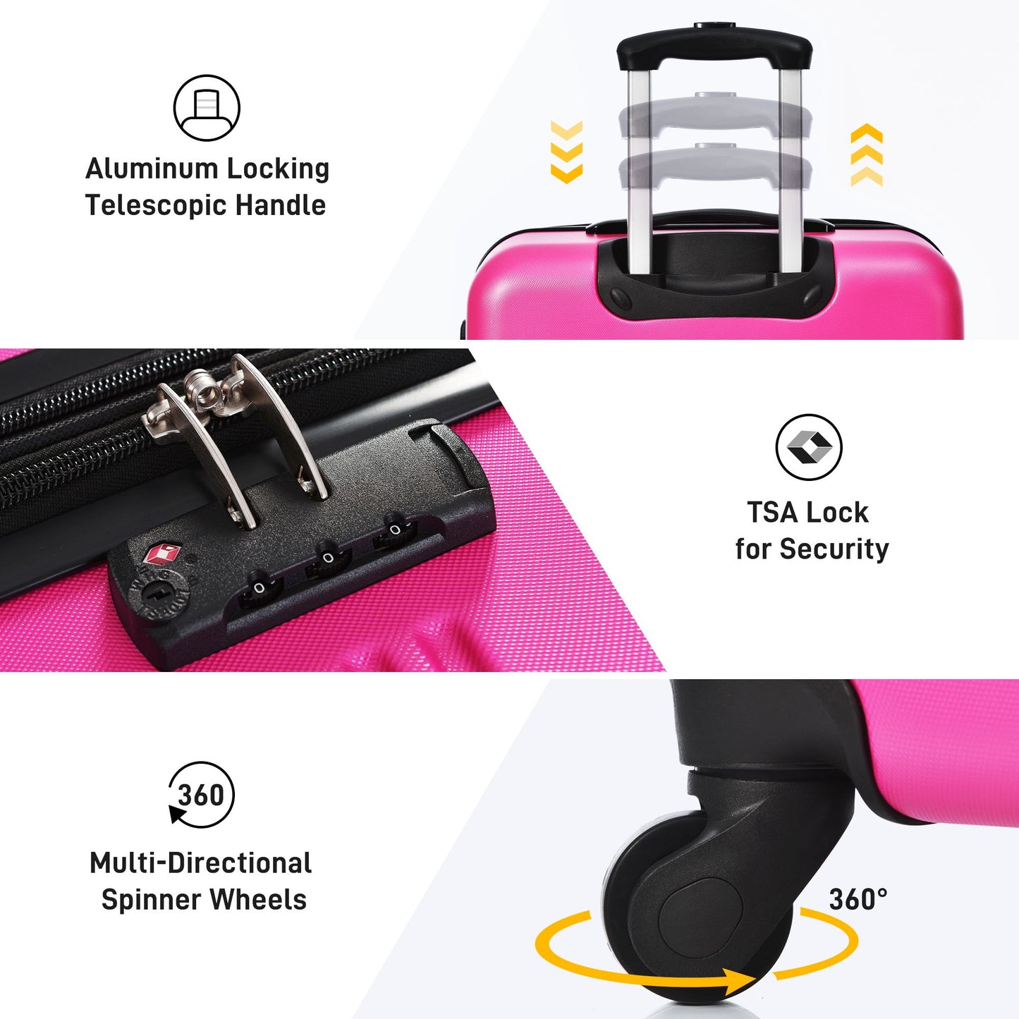 3 Piece Luggage Set Hardside Spinner Suitcase with TSA Lock 20" 24" 28" Available image 3