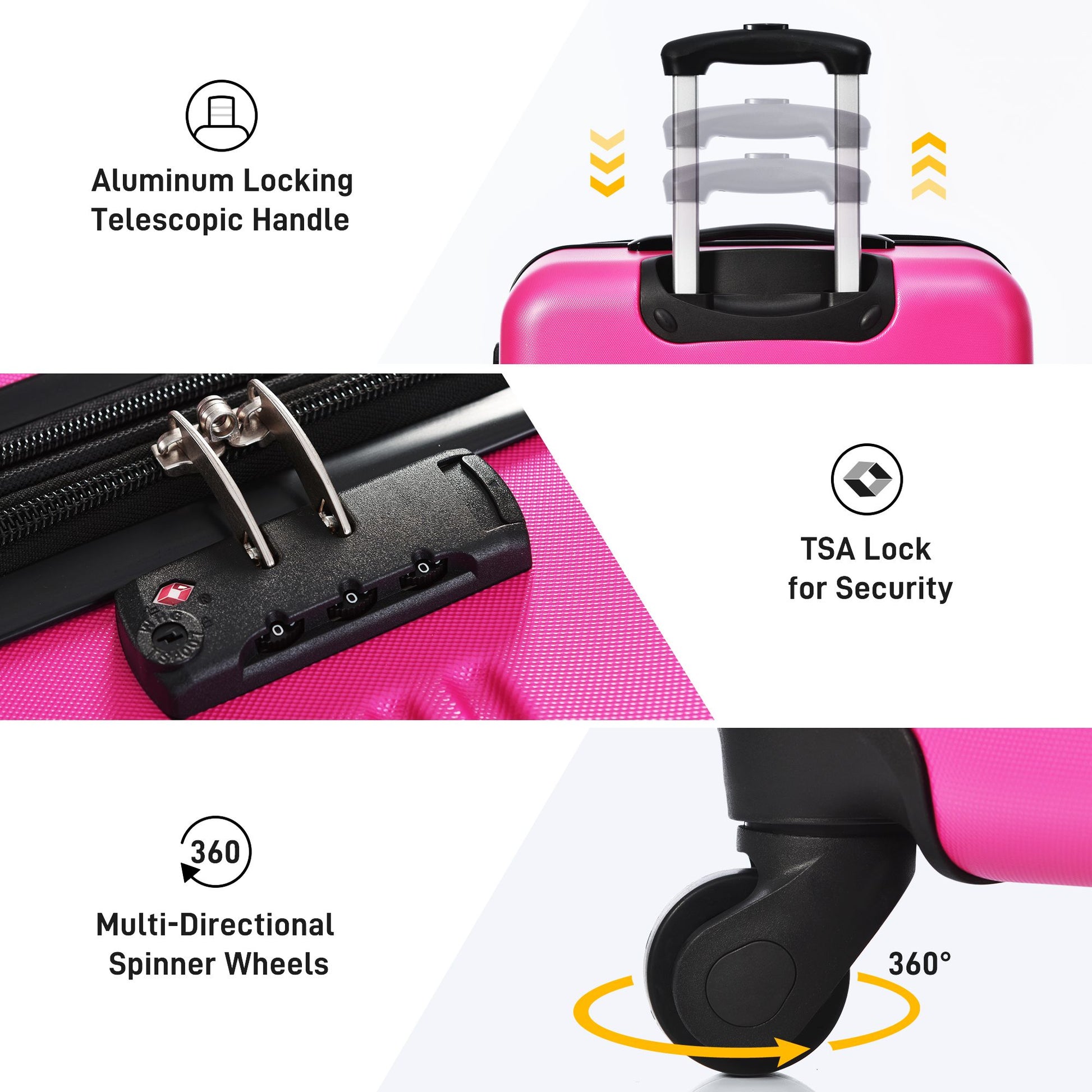 3 Piece Luggage Set Hardside Spinner Suitcase with TSA Lock 20" 24" 28" Available image 3