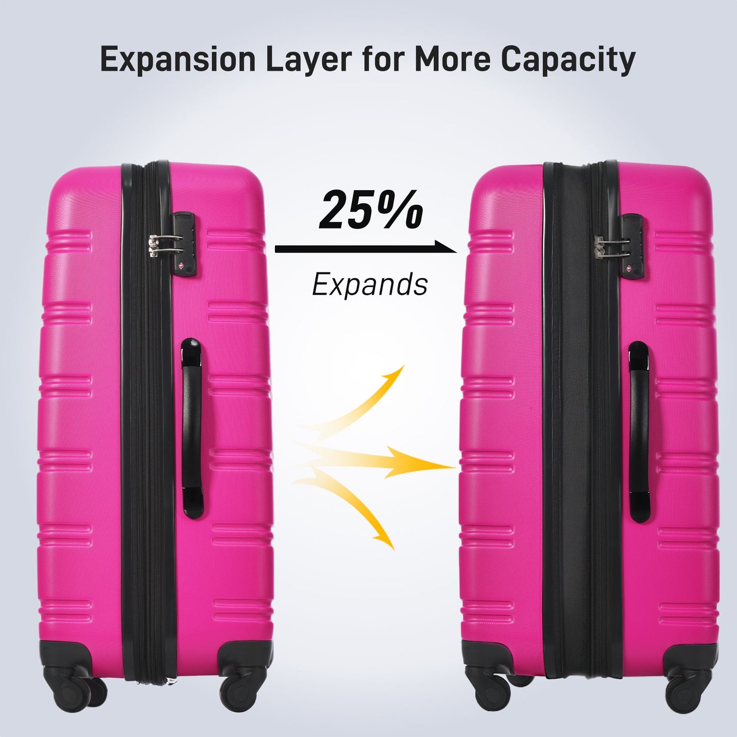 3 Piece Luggage Set Hardside Spinner Suitcase with TSA Lock 20" 24" 28" Available image 2