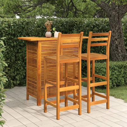 3 Piece Patio Bar Set Solid Wood Acacia image 1