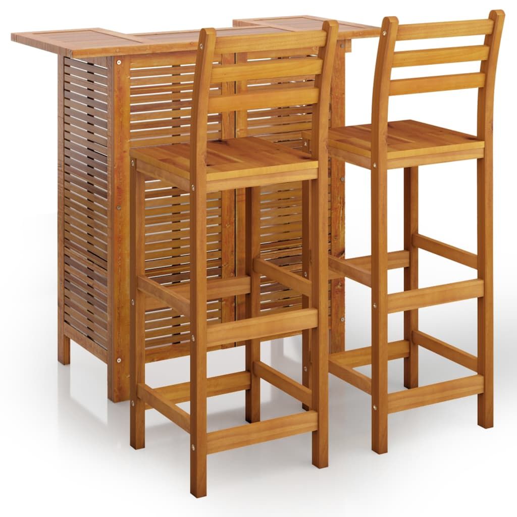 3 Piece Patio Bar Set Solid Wood Acacia image 2