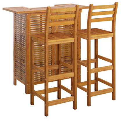 3 Piece Patio Bar Set Solid Wood Acacia image 3