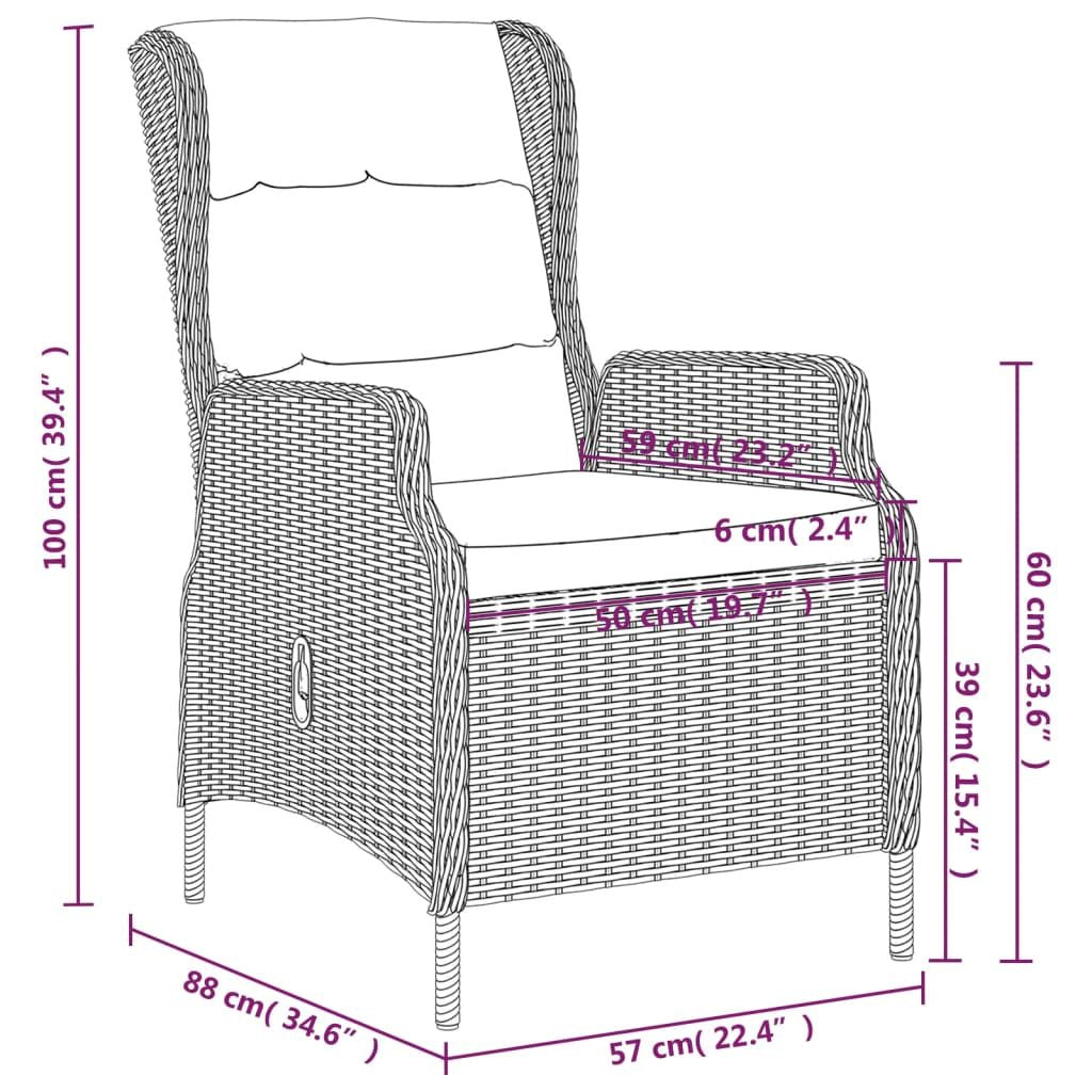 3 Piece Patio Dining Set Dark Gray image 7