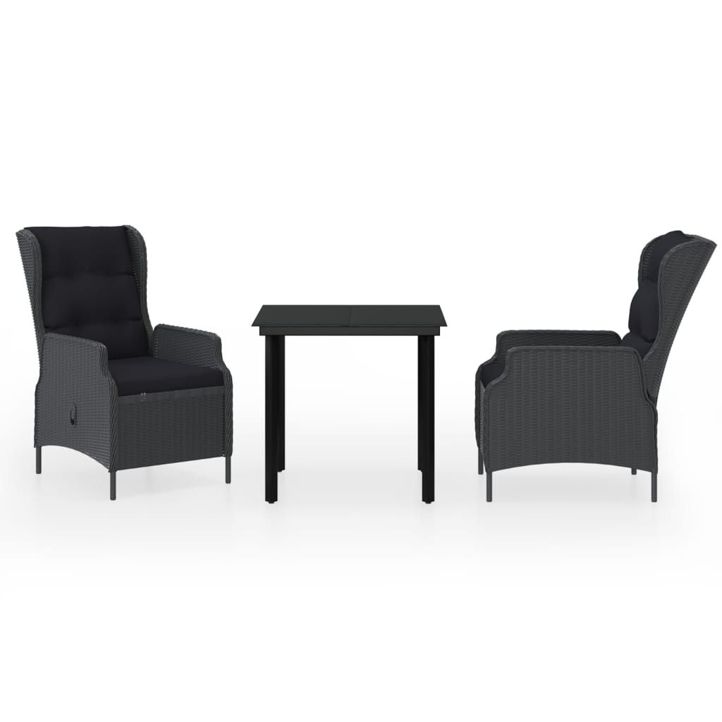 3 Piece Patio Dining Set Dark Gray image 2