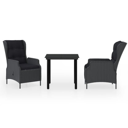 3 Piece Patio Dining Set Dark Gray image 2