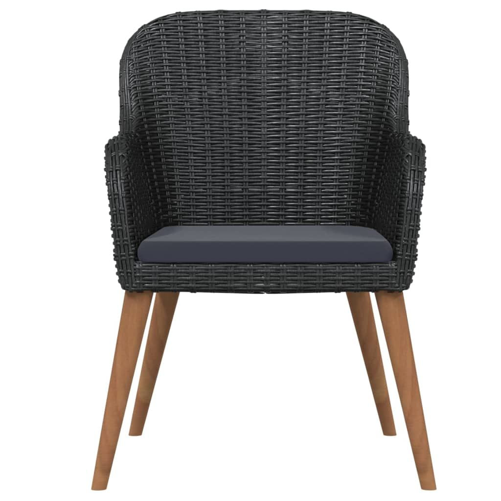 3 Piece Patio Dining Set with Cushions Black image 4