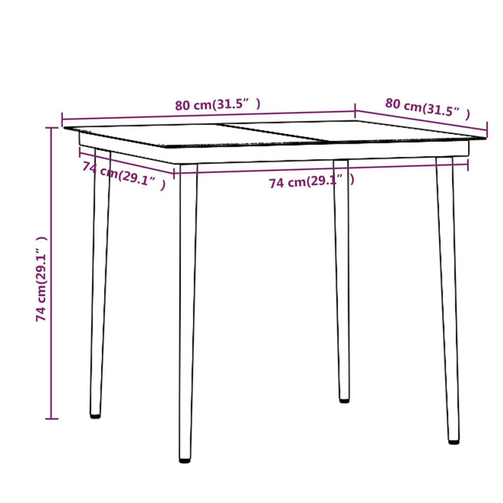 3 Piece Patio Dining Set with Cushions Black image 8