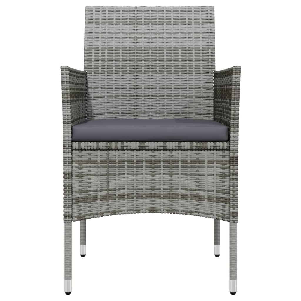 3 Piece Patio Dining Set with Cushions Gray and Black image 4