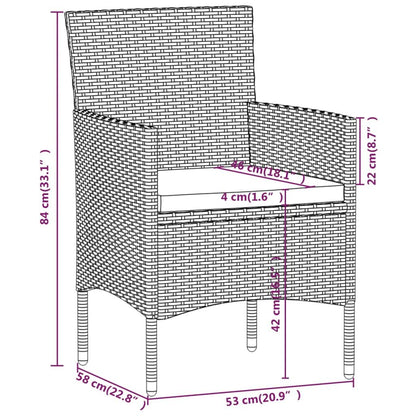 3 Piece Patio Dining Set with Cushions Gray and Black image 7
