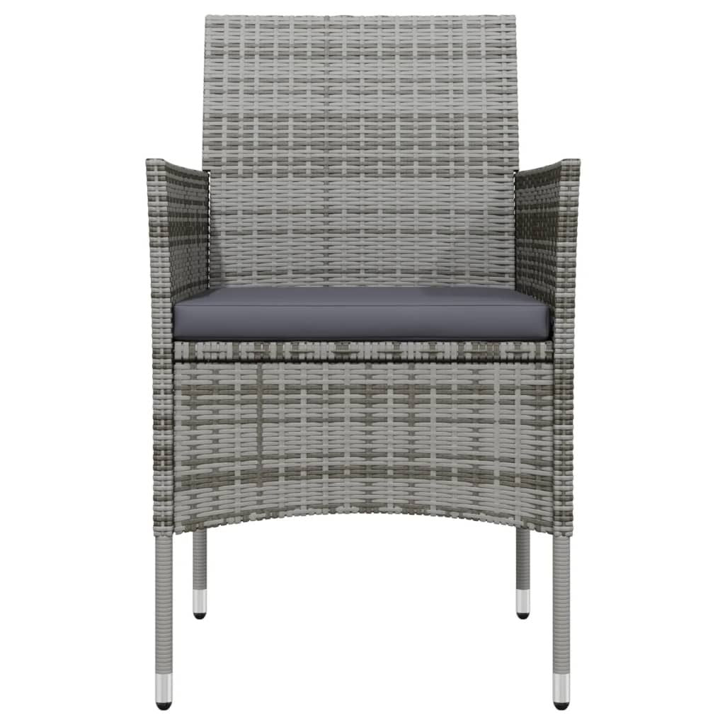 3 Piece Patio Dining Set with Cushions Gray and Black image 4