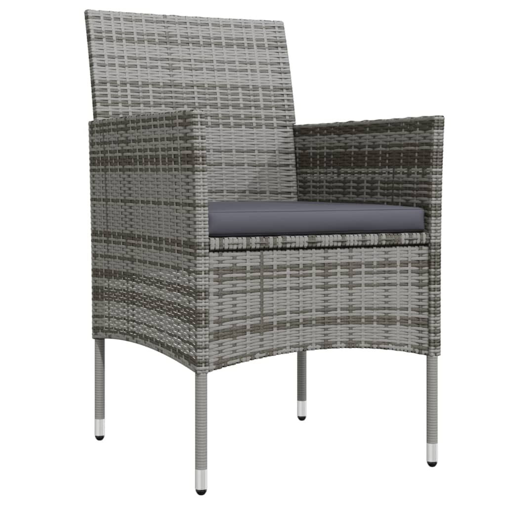 3 Piece Patio Dining Set with Cushions Gray and Black image 3
