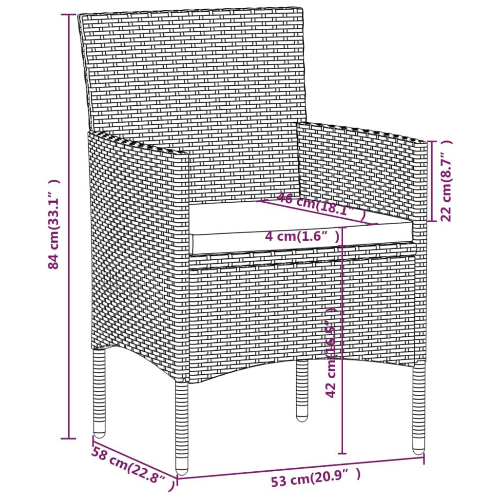 3 Piece Patio Dining Set with Cushions Gray and Black image 7
