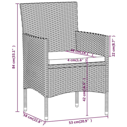 3 Piece Patio Dining Set with Cushions Gray and Black image 7