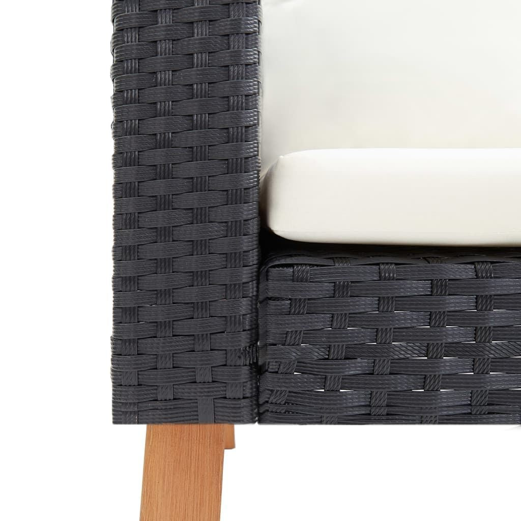 3 Piece Patio Lounge Set with Cushions Poly Rattan Black image 7