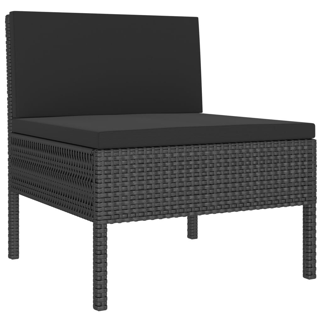 3 Piece Patio Lounge Set with Cushions Poly Rattan Black image 4