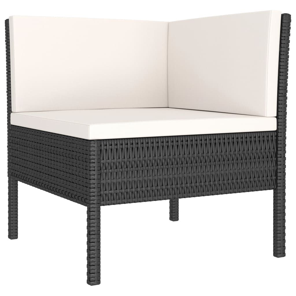 3 Piece Patio Lounge Set with Cushions Poly Rattan Black image 3