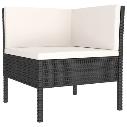 3 Piece Patio Lounge Set with Cushions Poly Rattan Black image 3