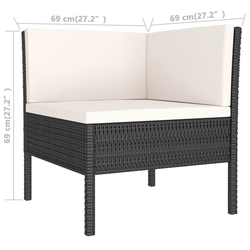 3 Piece Patio Lounge Set with Cushions Poly Rattan Black image 6