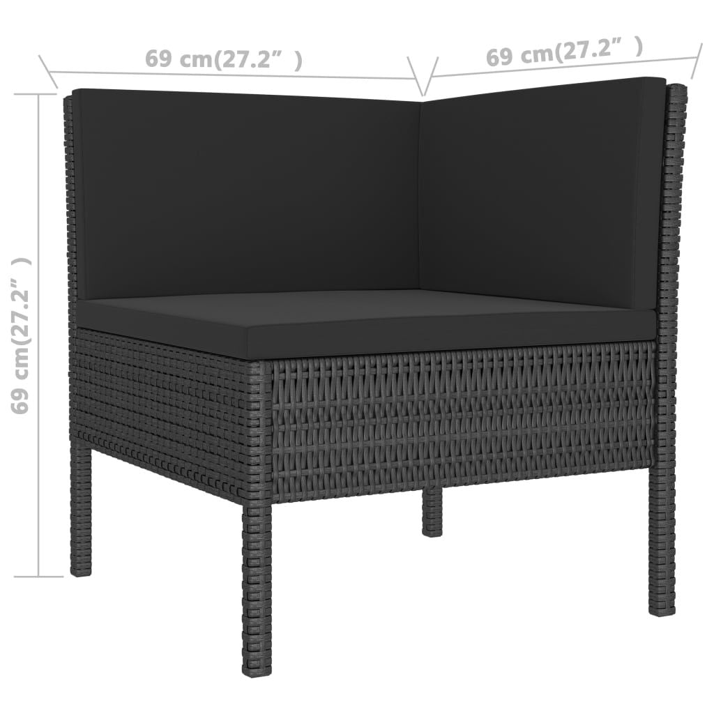 3 Piece Patio Lounge Set with Cushions Poly Rattan Black image 6