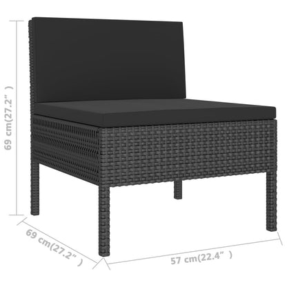 3 Piece Patio Lounge Set with Cushions Poly Rattan Black image 7