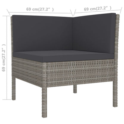 3 Piece Patio Lounge Set with Cushions Poly Rattan Gray image 6
