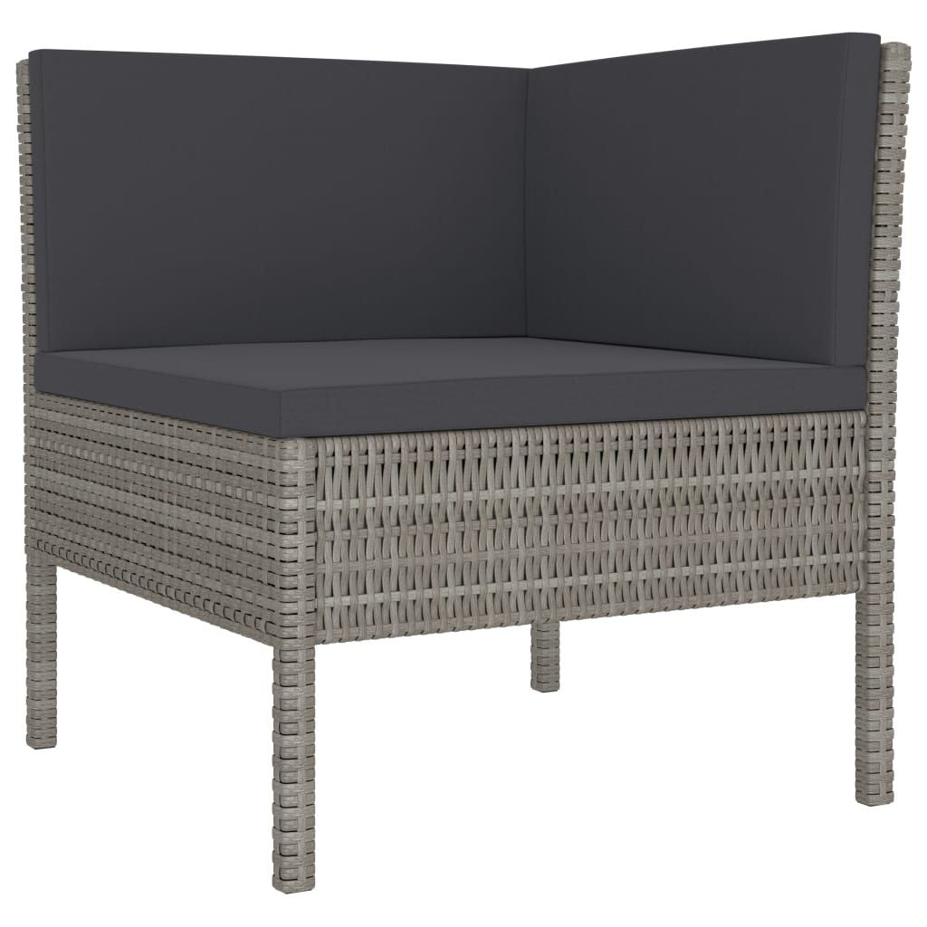 3 Piece Patio Lounge Set with Cushions Poly Rattan Gray image 3