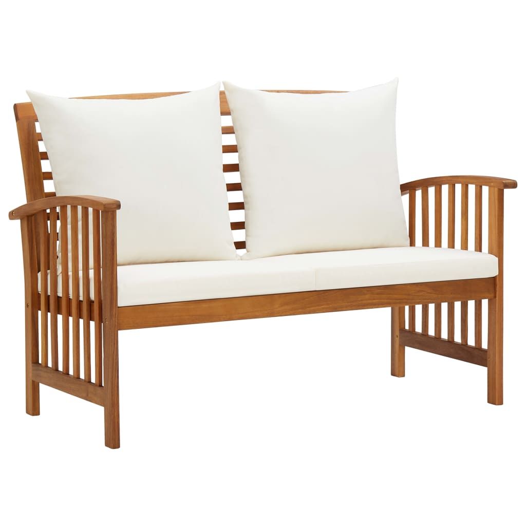 3 Piece Patio Lounge Set with Cushions Solid Acacia Wood image 3