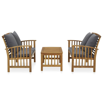 3 Piece Patio Lounge Set with Cushions Solid Acacia Wood image 2