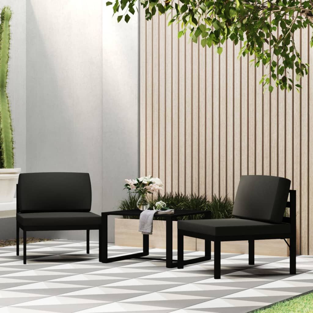 3 Piece Patio Sofa Set with Cushions Aluminum Anthracite image 1