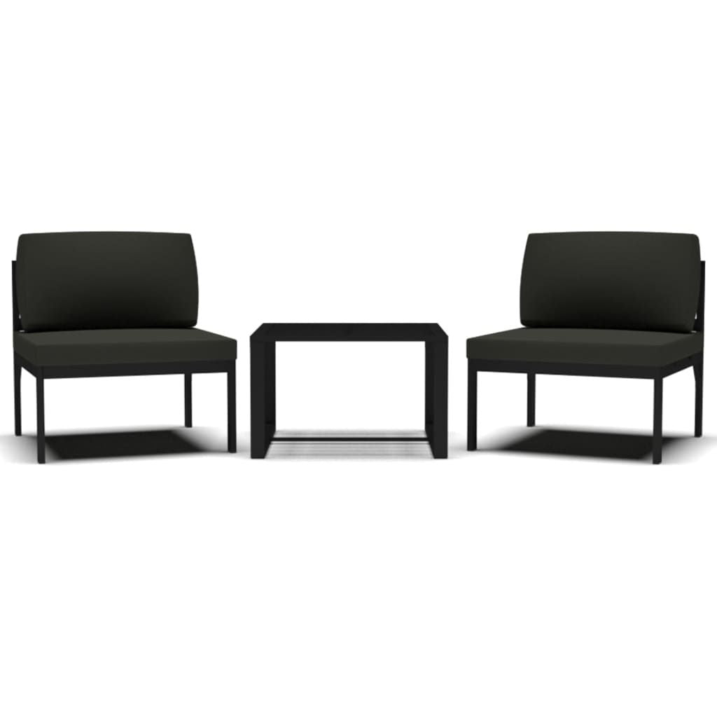 3 Piece Patio Sofa Set with Cushions Aluminum Anthracite image 2