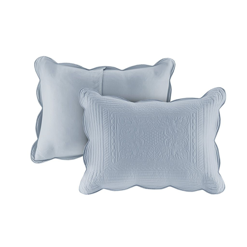 3 Piece Reversible Scalloped Edge Quilt Set Blue King/Cal King image 12