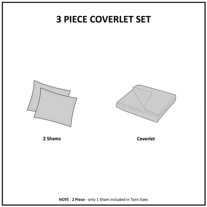 3 Piece Reversible Scalloped Edge Quilt Set Blue King/Cal King image 7