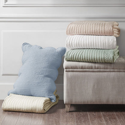 3 Piece Reversible Scalloped Edge Quilt Set Blue King/Cal King image 14