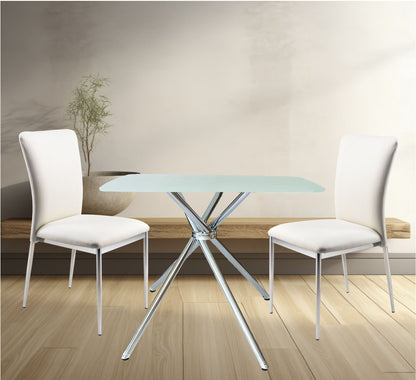 3 Pieces 36" Inch Contemporary Elegance Squared Dining Set In Soft White image 1