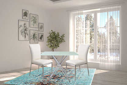 3 Pieces 36" Inch Contemporary Elegance Squared Dining Set In Soft White image 3