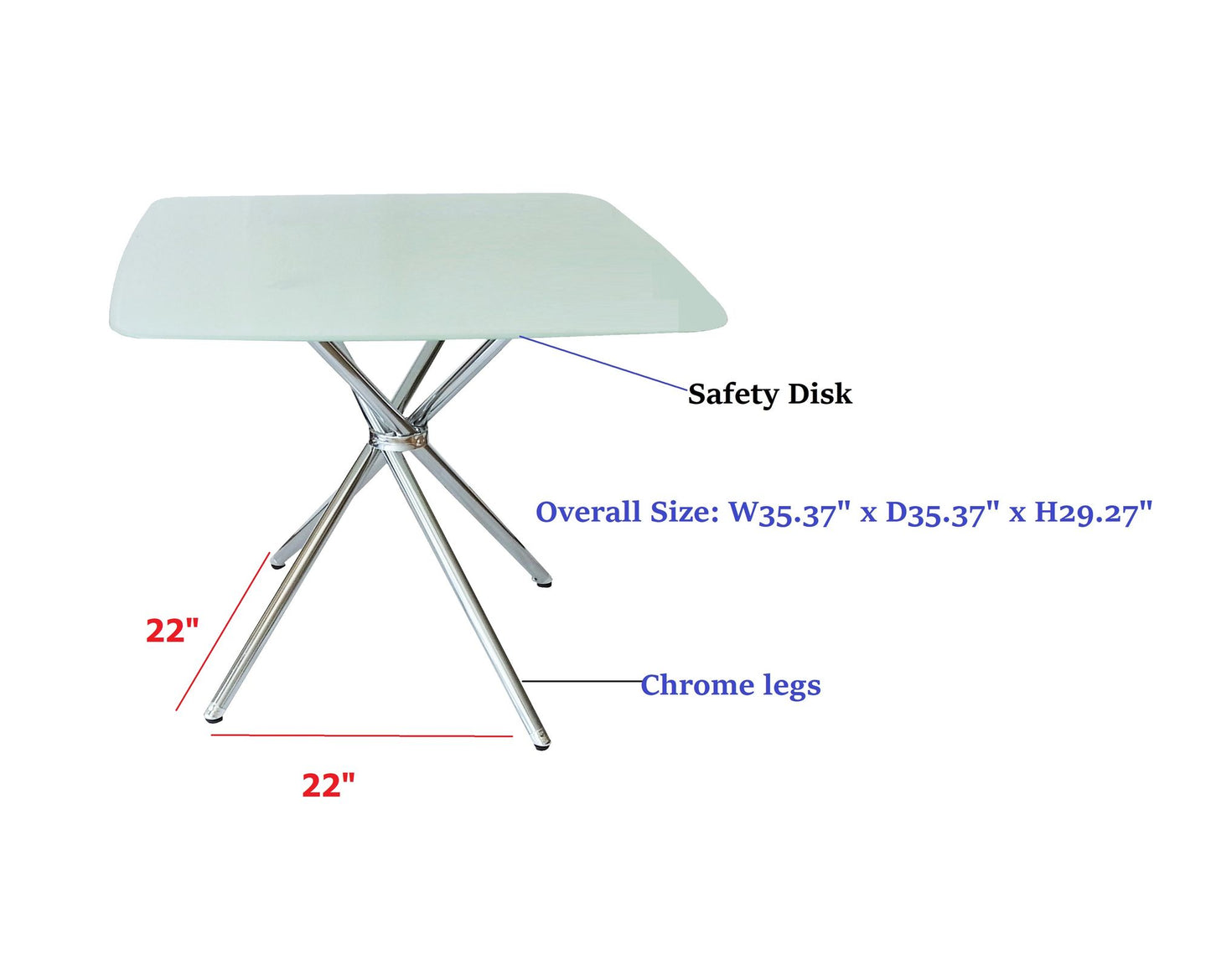 3 Pieces 36" Inch Contemporary Elegance Squared Dining Set In Soft White image 4