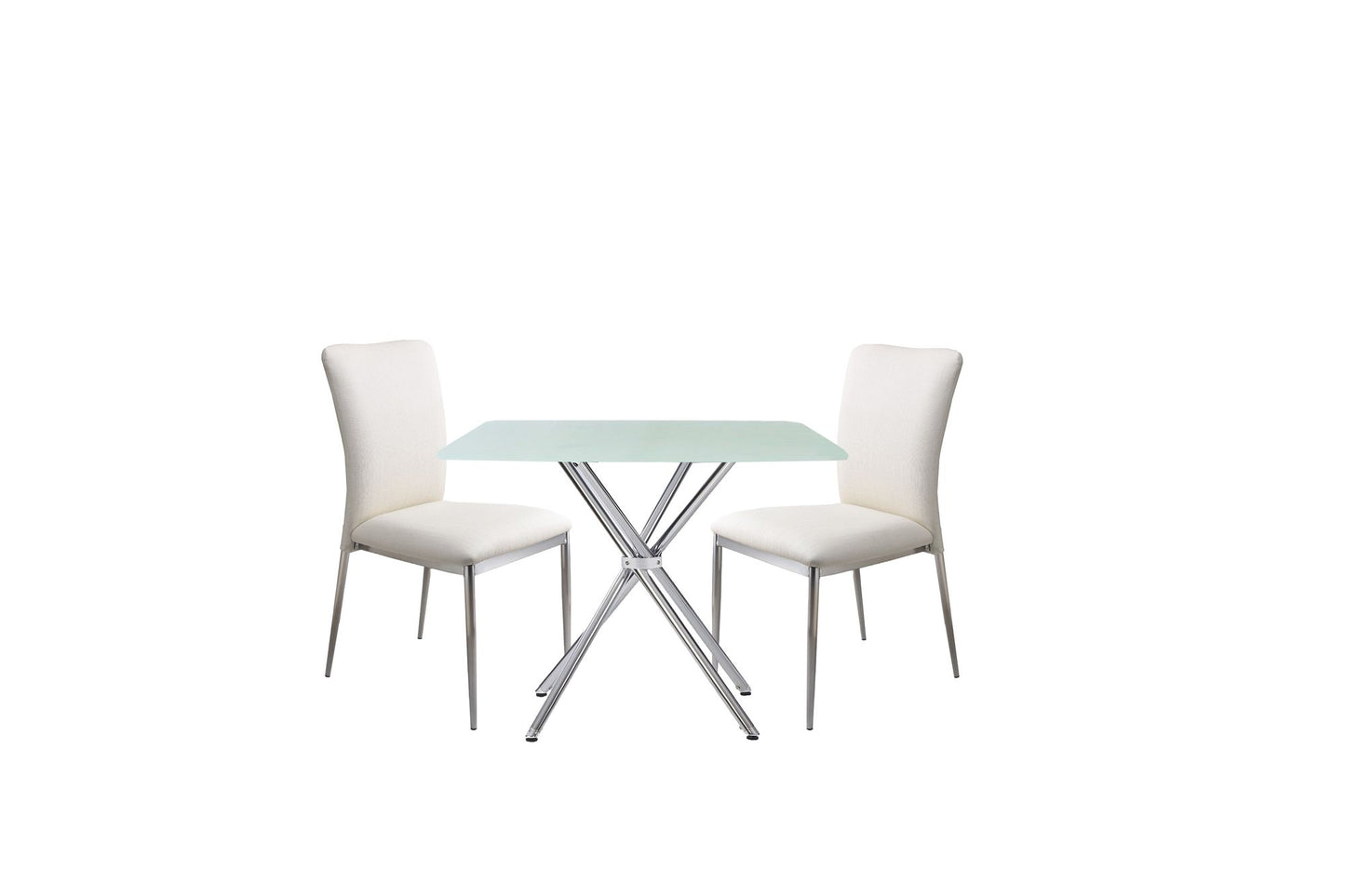 3 Pieces 36" Inch Contemporary Elegance Squared Dining Set In Soft White image 2