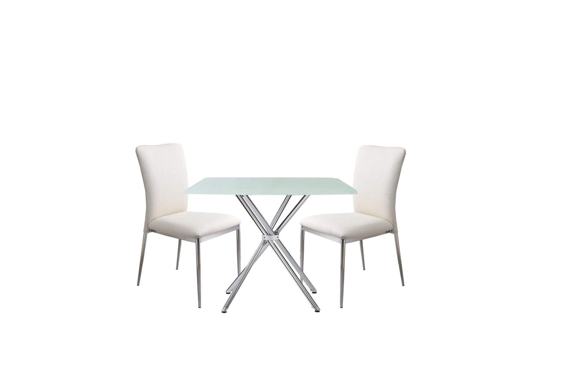 3 Pieces 36" Inch Contemporary Elegance Squared Dining Set In Soft White image 2