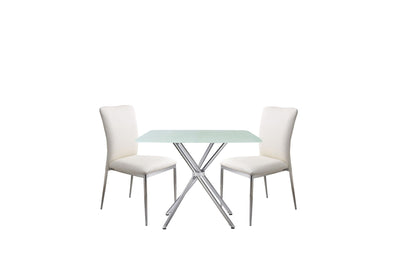 3 Pieces 36" Inch Contemporary Elegance Squared Dining Set In Soft White image 2