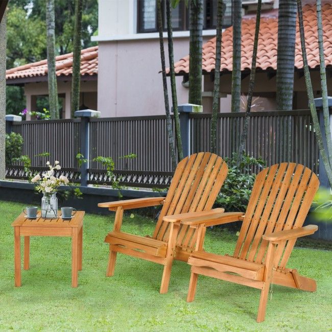 3 Pieces Adirondack Chair Set with Widened Armrest image 7