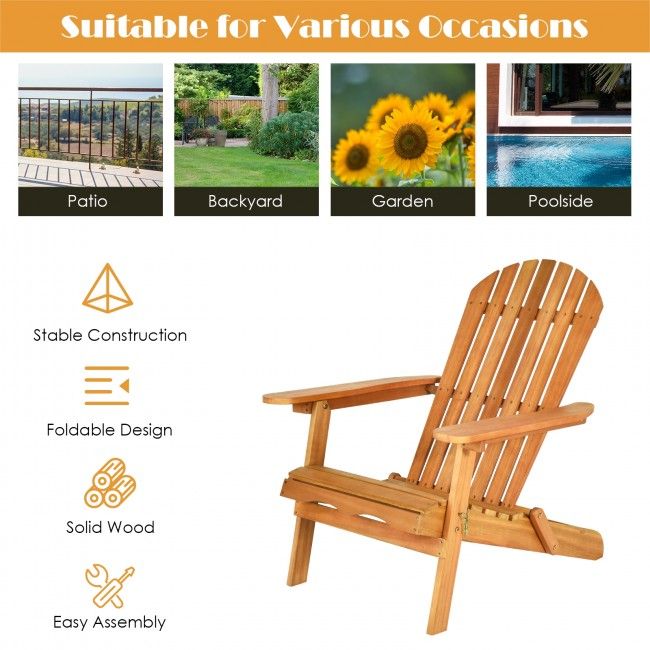 3 Pieces Adirondack Chair Set with Widened Armrest image 5