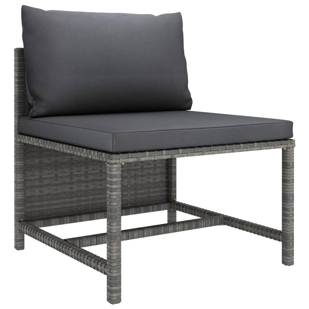 3-Seater Patio Sofa with Cushions Gray Poly Rattan image 4