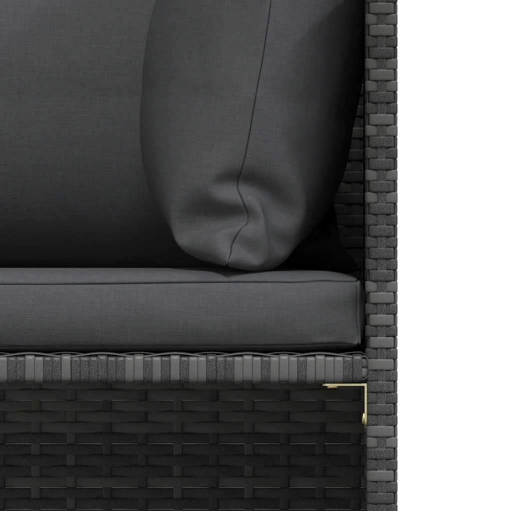 3-Seater Patio Sofa with Cushions Gray Poly Rattan image 8