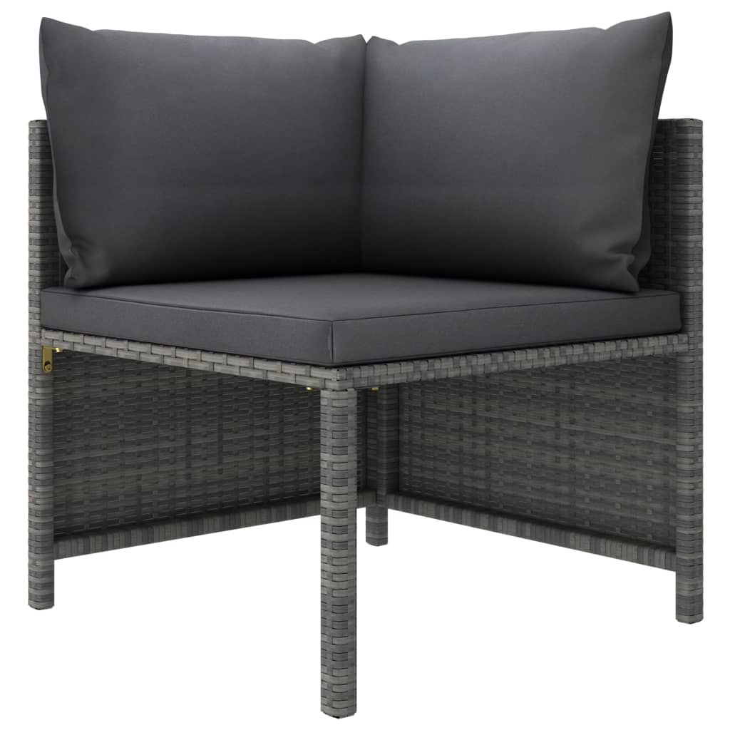 3-Seater Patio Sofa with Cushions Gray Poly Rattan image 2