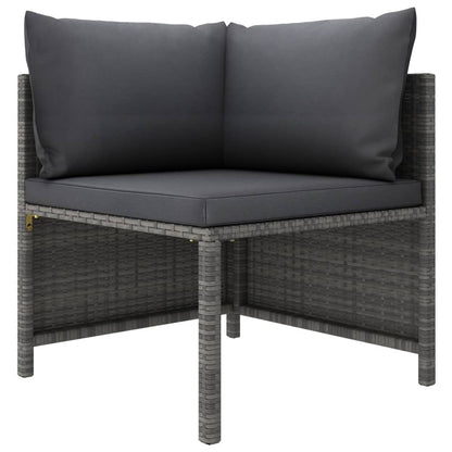 3-Seater Patio Sofa with Cushions Gray Poly Rattan image 2