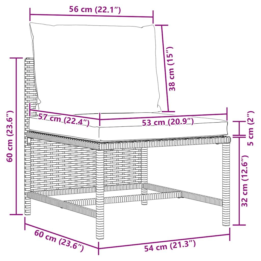 3-Seater Patio Sofa with Cushions Gray Poly Rattan image 10