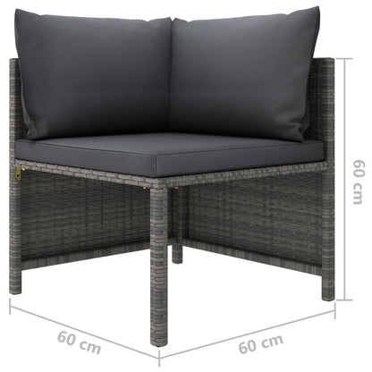 3-Seater Patio Sofa with Cushions Gray Poly Rattan image 6