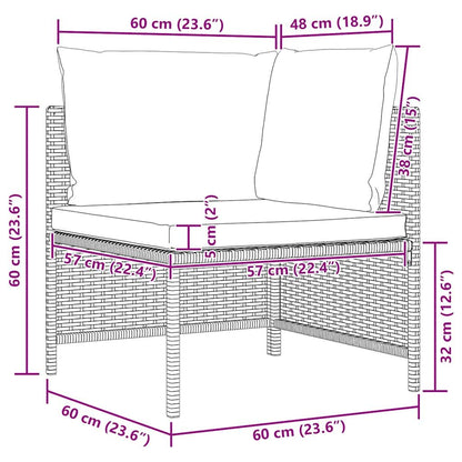3-Seater Patio Sofa with Cushions Gray Poly Rattan image 9