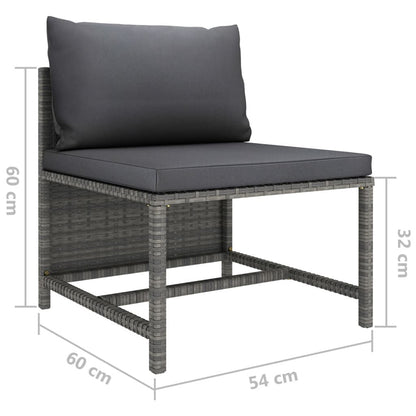 3-Seater Patio Sofa with Cushions Gray Poly Rattan image 7